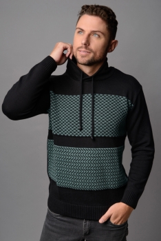 Blusão masculino tipo suéter em tricot gola transpassada