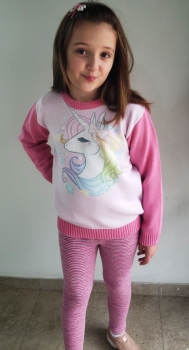 Blusa infantil de tricot Unicórnio 8 ao 14